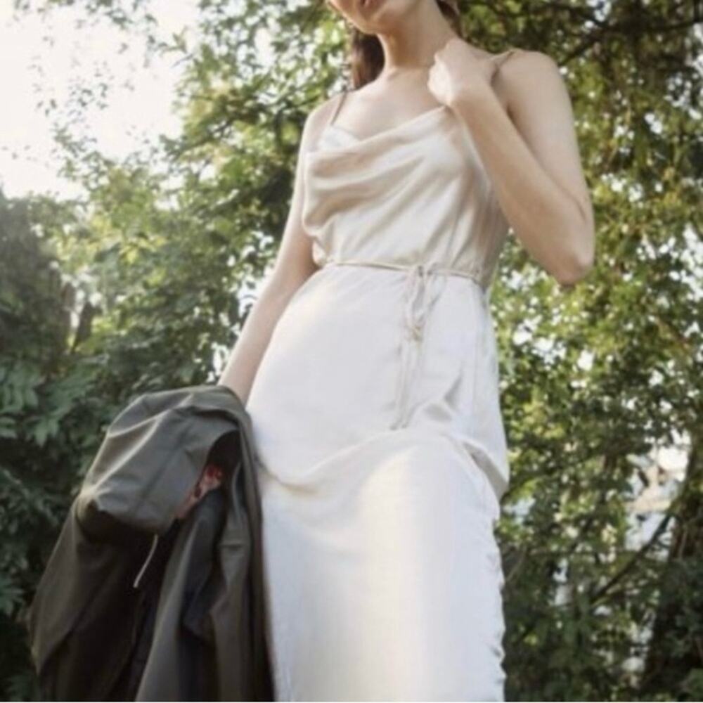Motel Palasha Cowl Neck Slip Dress in Ivory, Size XS
